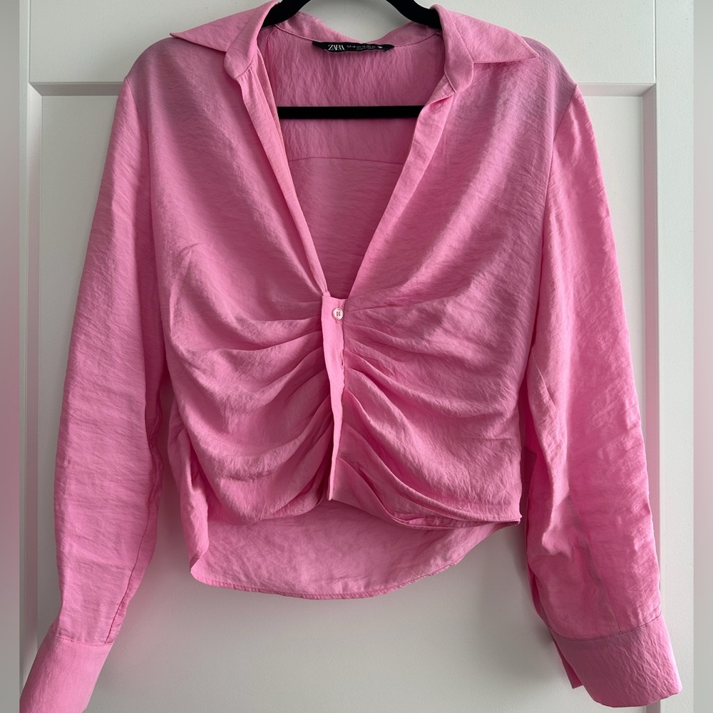 Zara Pink Ruched Blouse